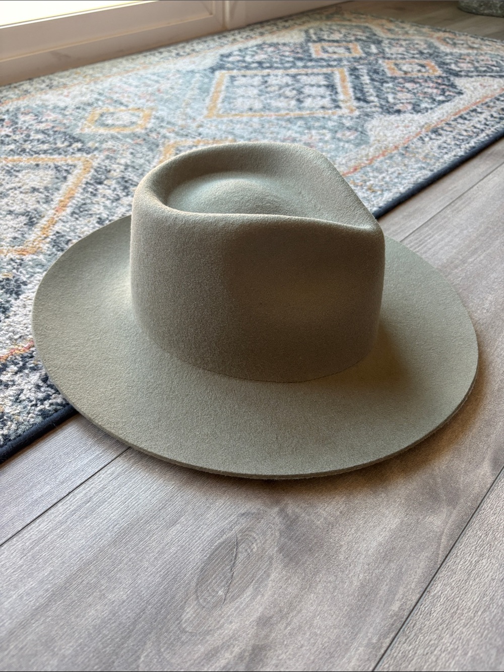 GIGI PIP Olive Green Wide Brim Wool Fedora